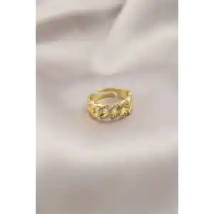 Gold Renk Metal Zincir Model Taşlı Kadın Yüzük