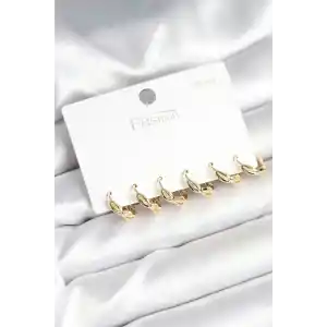 Gold Renk Pirinç Sarmal Model 925 Ayar Gümüş Çivili Kadın Küpe Seti