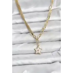 Gold Renk Pirinç Yıldız Model Kadın Kolye