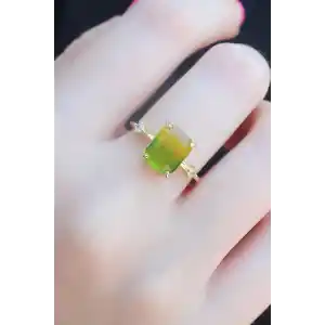 Gold Renk Renkli Zirkon Taşlı Pirinç Kadın Yüzük