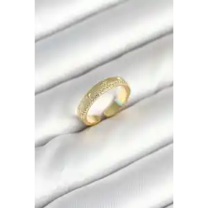 Gold Renk Şerit Zirkon Taşlı Kadın Yüzük