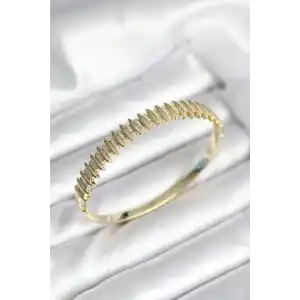Gold Renk Zirkon Taşlı Pirinç Kadın Kelepçe