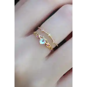 Gold Renk Zirkon Taşlı Taç Model Kadın Yüzük