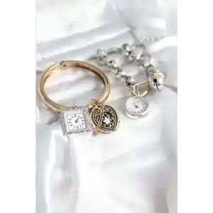 Gold ve Gümüş Renk Bileklik Kombini