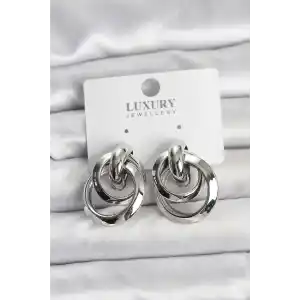 Gümüş Renk Halka Model Pirinç Kadın Küpe