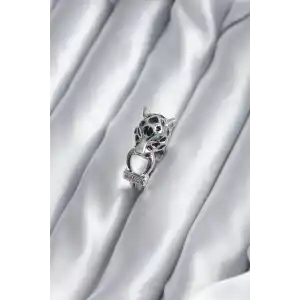 Gümüş Renk Kaplan Model Zirkon Taş Detay VİP Kadın Yüzük