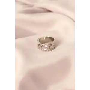 Gümüş Renk Metal Taşlı Model Ayarlanabilir Kadın Yüzük