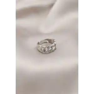 Gümüş Renk Metal Zincir Model Taşlı Kadın Yüzük