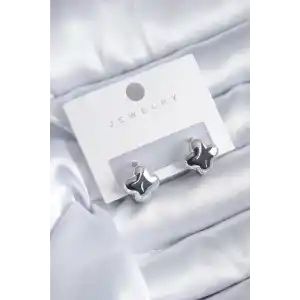 Gümüş Renk Yonca Model Pirinç Kadın Küpe