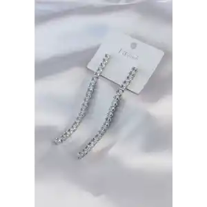 Gümüş Renk Zirkon Taşlı Kadın Küpe