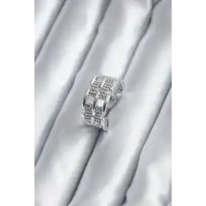 Gümüş Renk Zirkon Taşlı Kemer Model Kadın Yüzük