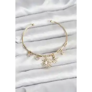 Güneş Charmlı Gold Renk Pirinç Kadın Bileklik