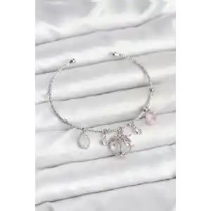 Hayat Ağacı Charmlı Gümüş Renk Pirinç Kadın Bileklik