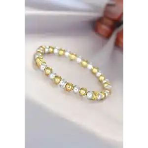 Hematit Gümüş Gold Renk Doğal Taş Erkek Bileklik