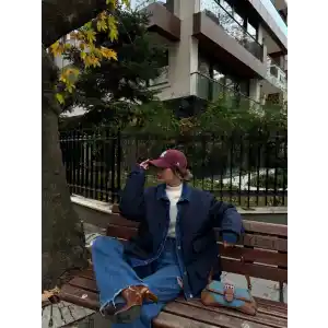 Jeans Detaylı Cıtcıtlı CEKET - Lacivert