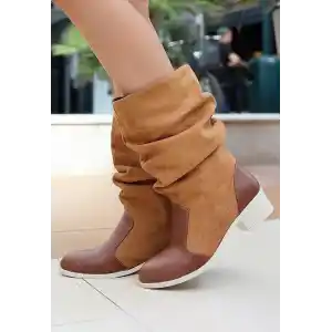 Jolin Taba Cilt Süet Detaylı Çizme