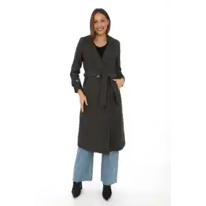 Kadın Balık Sırtı Kaşe Kaban – Uzun Boy Kruvaze Yaka Kuşaklı Astarlı Kışlık Tesettür Kaban, Yünlü Dokuma Kaşmir Kumaş, Cepli Rahat Oversize Kalıp Şık Modern Kaban Mont Modeli (Günlük ve Özel Gün Kombinlerine Uygun) - Kahverengi