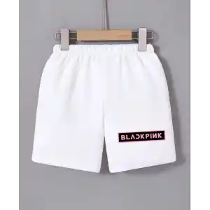 Kadın Beli Lastikli Baskılı Mini Şort - Beyaz