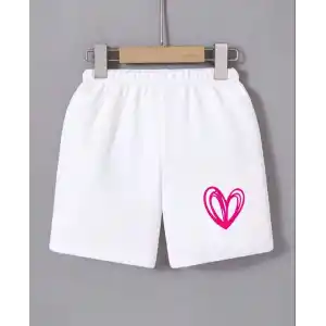 Kadın Beli Lastikli Baskılı Mini Şort - Beyaz