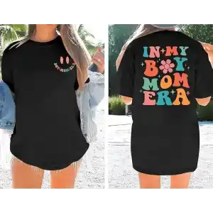 Kadın Bisiklet Yaka Kısa Kol Baskılı T-shirt - Siyah