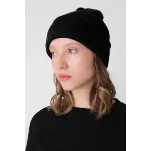 Kadın Katlamalı Basic Bere - Siyah