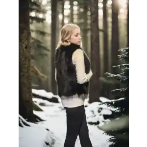 Kadın Kolsuz Fermuarlı Yelek - Siyah