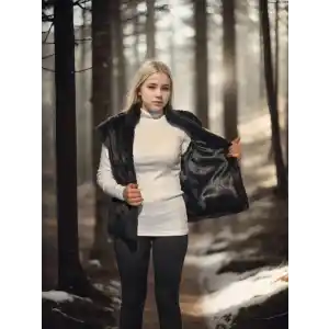 Kadın Kolsuz Hakiki Kürk - Siyah