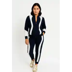 Kadın Premium Parçalı Eşofman Takım - Dik Yaka Fermuarlı Sweatshirt - Siyah