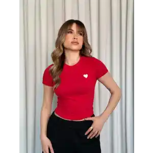 Kalpli kırmızı bluz