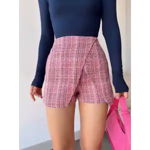 Kapaklı tüvit şort etek kırmızı