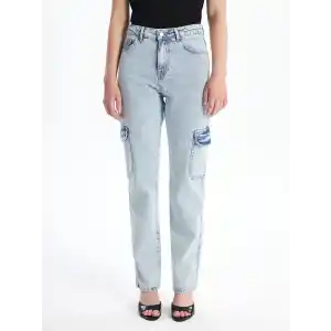 Kargo cep kar yıkama jeans pantolon