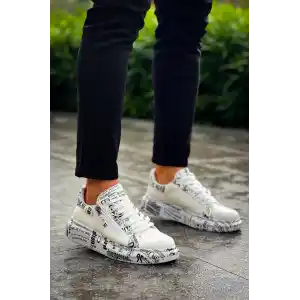 KB-02  Kuback Bağcıklı Crocodile Beyaz Gazete Günlük Erkek Ayakkabı