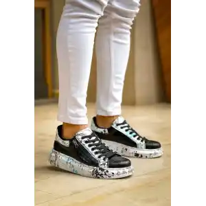 KB-02  Kuback Bağcıklı Crocodile Siyah Mavi Günlük Erkek Ayakkabı