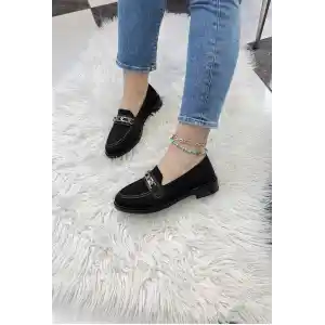 KB-021 Kuback Siyah Triko Siyah Taban U Toka  Günlük Kadın Ayakkabı