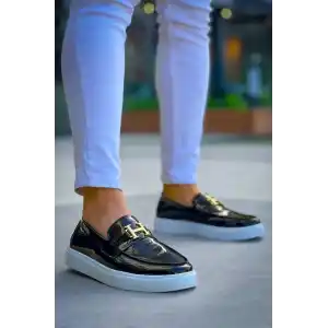 KB-027  Kuback Bağcıksız Siyah Rugan H Günlük Erkek Ayakkabı