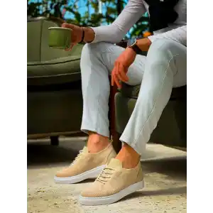 KB-101 Kuback Bej Triko Bağcıklı Günlük Erkek Ayakkabı