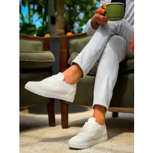 KB-101 Kuback Beyaz Triko Bağcıklı Günlük Erkek Ayakkabı