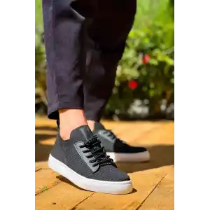 KB-110  Kuback BACK Siyah Triko Yüksek Taban Bağcıklı Günlük Erkek Ayakkabı