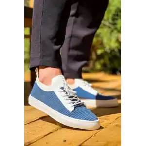 KB-110  Kuback Mavi Triko Yüksek Taban Bağcıklı Günlük Erkek Ayakkabı