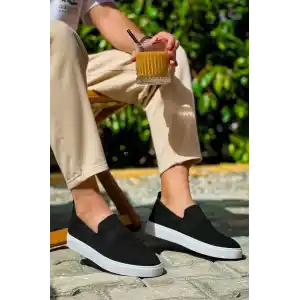 KB-114  Kuback Siyah Triko Yüksek Taban Bağcıksız Günlük Erkek Ayakkabı