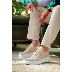 KB-116 Kuback Bej Bağcıklı Triko Günlük Erkek Ayakkabı