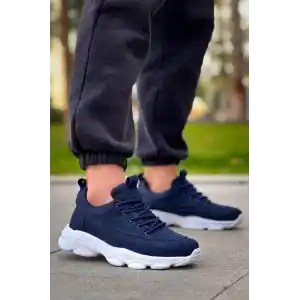 KB-707  Kuback Lacivert Süet Yüksek Taban Bağcıklı Günlük Erkek Ayakkabı