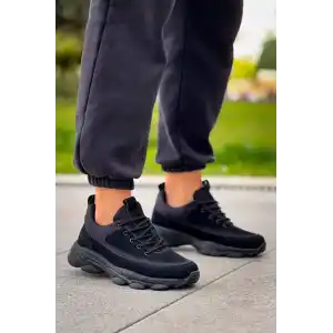 KB-707  Kuback  Siyah Süet Siyah Yüksek Taban Bağcıklı Günlük Erkek Ayakkabı