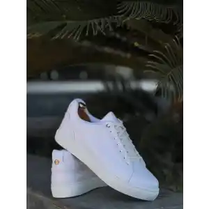 KB-BX1  Kuback Beyaz Cilt Yüksek Beyaz Taban Günlük Erkek Ayakkabı