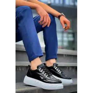 KB-X10 Kuback Siyah Rugan Beyaz Yüksek Taban Günlük Spor Ayakkabı