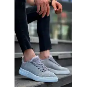 KB-X204 Kuback Gri Keten Beyaz Yüksek Taban Günlük Erkek Spor Ayakkabı