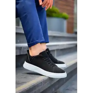 KB-X204 Kuback Siyah Keten Beyaz Yüksek Taban Günlük Erkek Spor Ayakkabı
