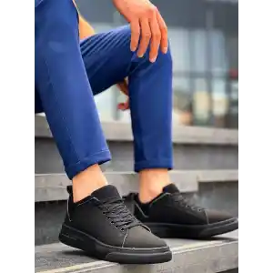 KB-X204 Kuback Siyah Keten Siyah Yüksek Taban Günlük Erkek Spor Ayakkabı