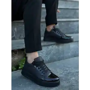 KB-X46 Kuback Siyah Rugan Yüksek Siyah Taban Günlük Spor Ayakkabı