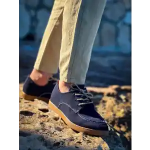 KB-X5 Kuback Lacivert  Süet Bağcıklı  Günlük Erkek Ayakkabı